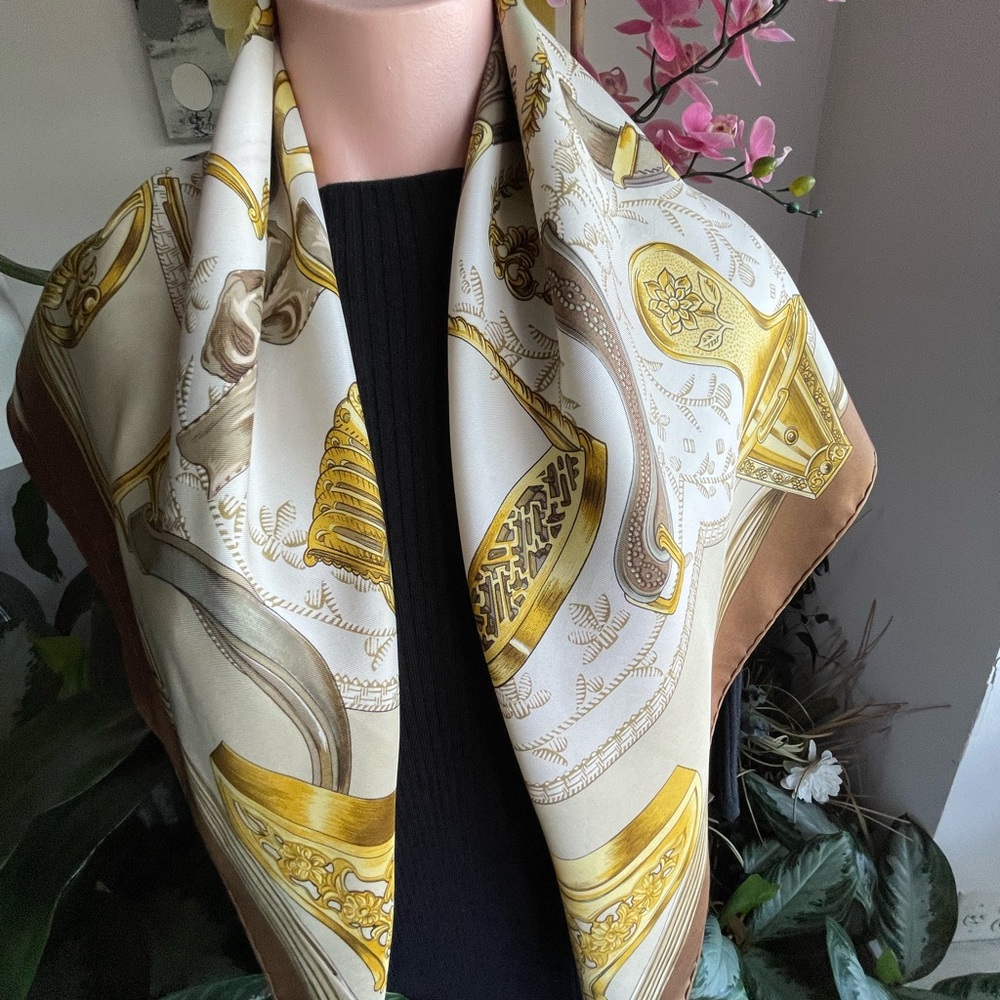 Hermès Silk Scarf Etriers By Francoise De La Perriere. - Picture 9 of 16